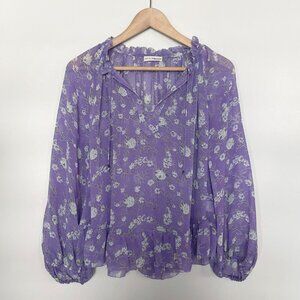 Ulla Johnson Silk Lilac Floral Rosine Blouse Sz 4